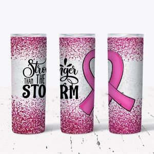 20 oz Stronger Then The Storm Cancer Tumbler Stainless Hot/Cold